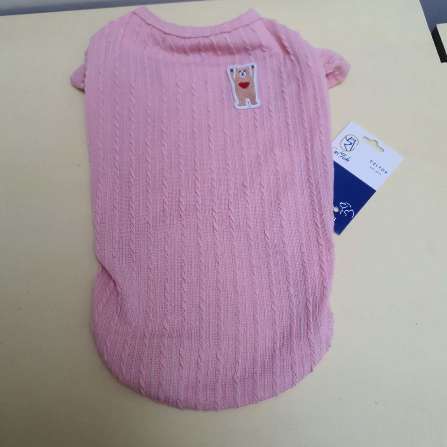 Ropa para perro camisa rosa con oso celtok