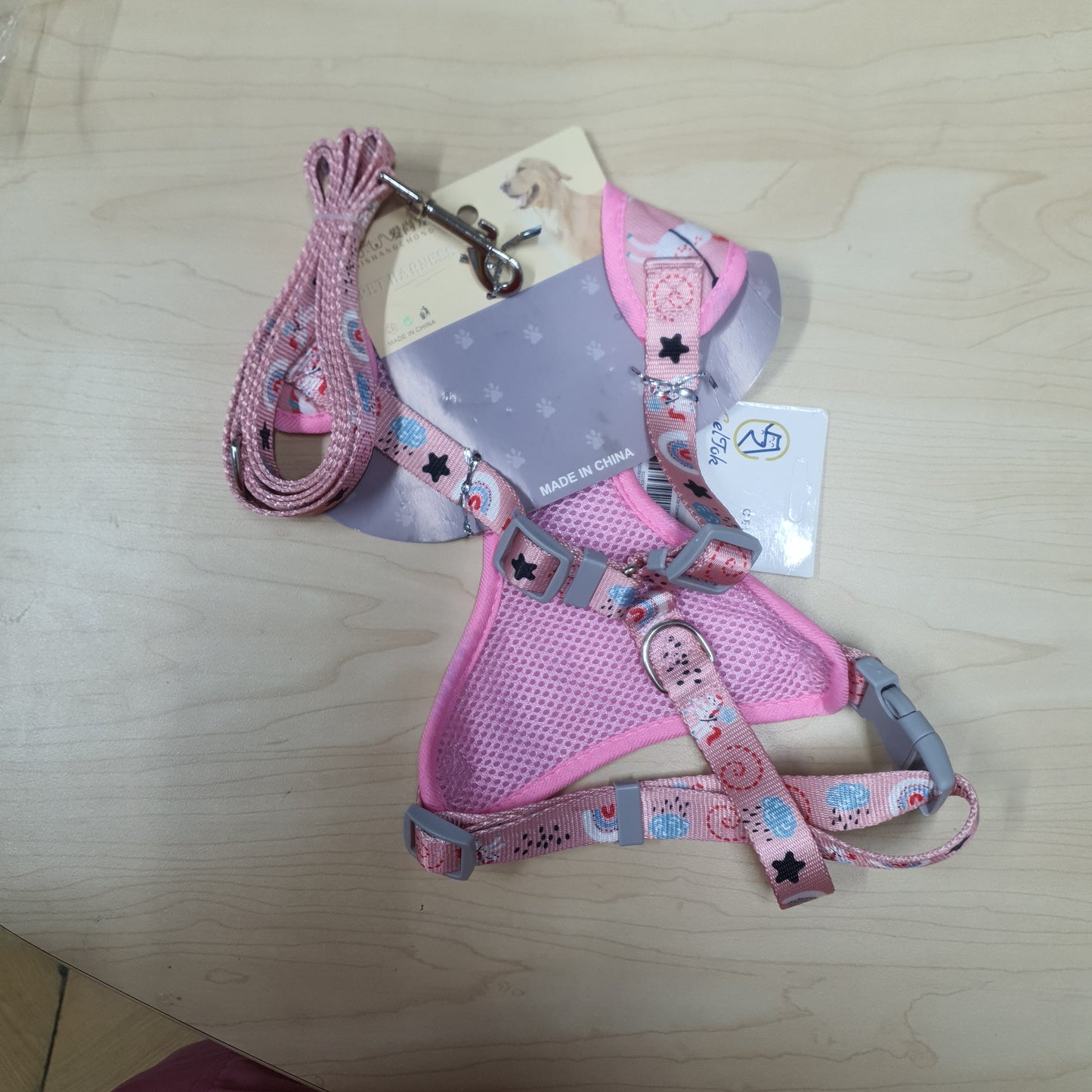 Pechera celtok rosa con unicornios con correa