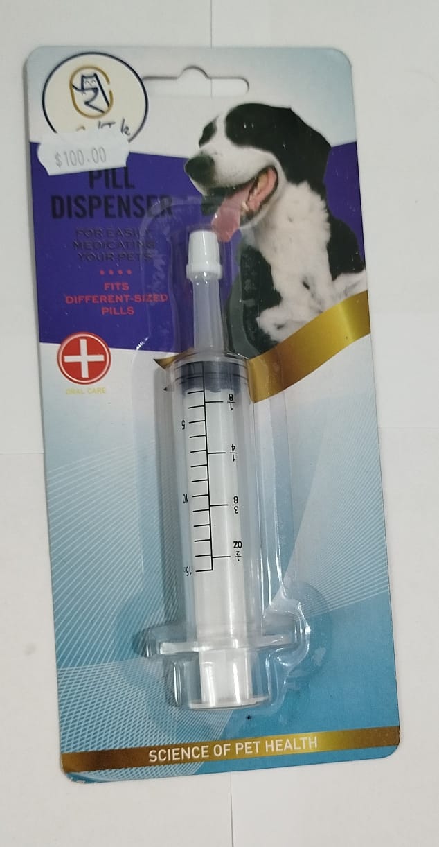 Jeringa pastillera para mascotas.