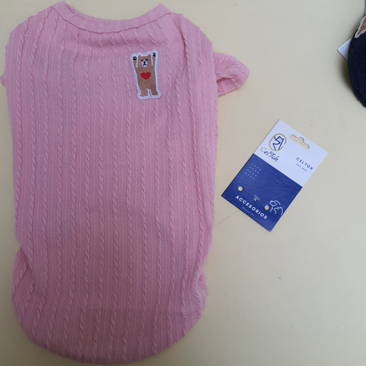 Ropa para perro camisa rosa con oso celtok