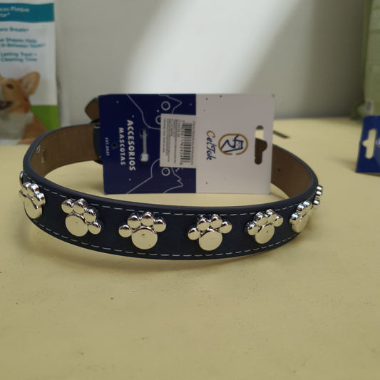 collar de cuero azul con apliques celtok