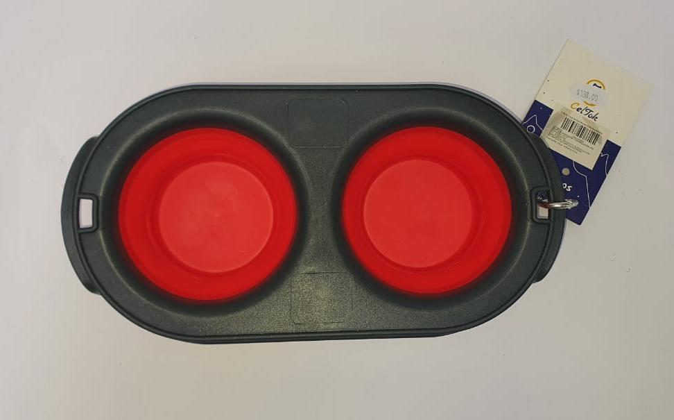 PLATO DOBLE PORTATIL PARA PERRO