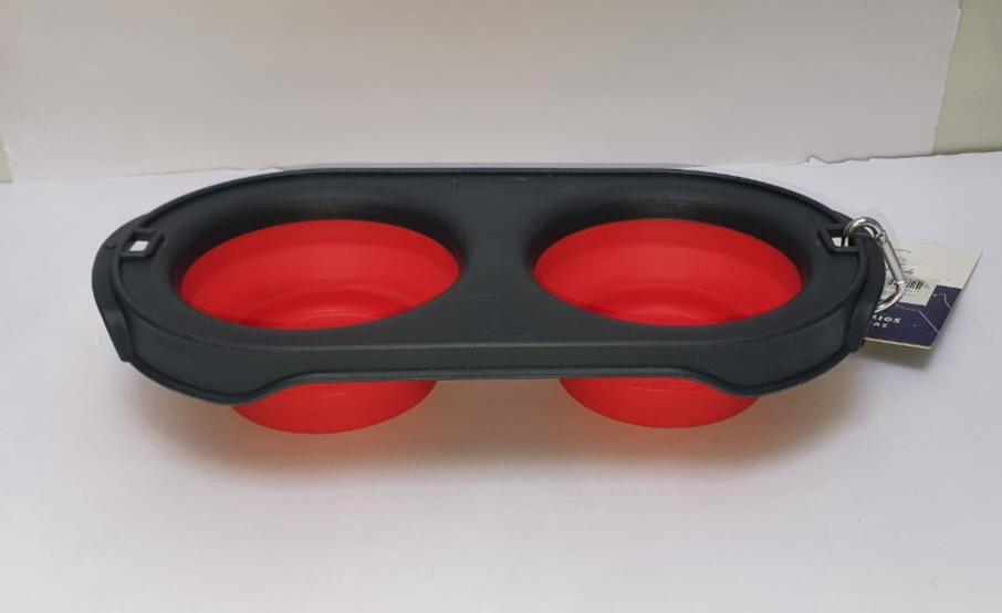 PLATO DOBLE PORTATIL PARA PERRO