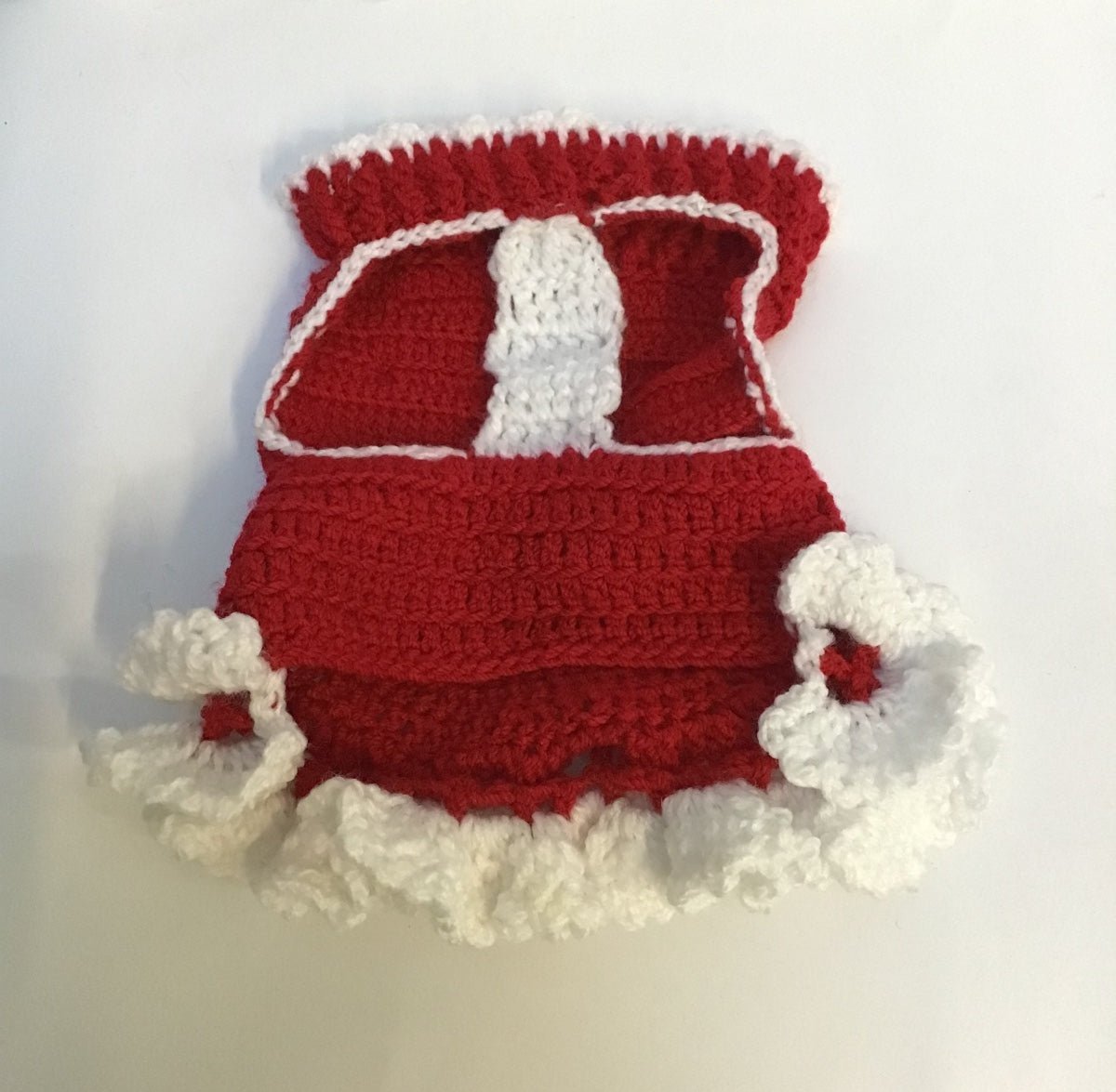 MINI VESTIDO NAVIDEÑO CON OLANES DE CROCHET