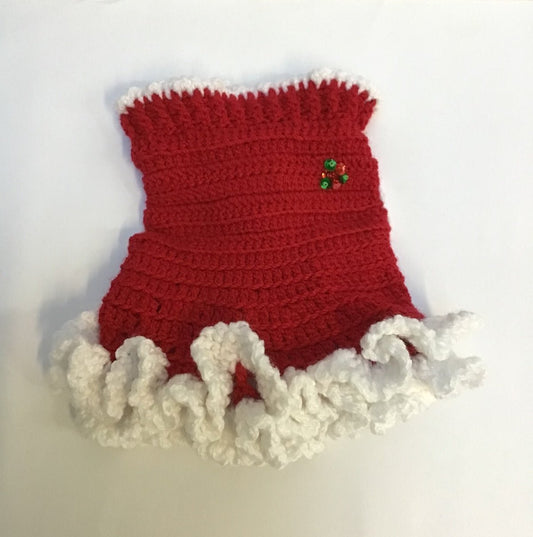 MINI VESTIDO NAVIDEÑO CON OLANES DE CROCHET
