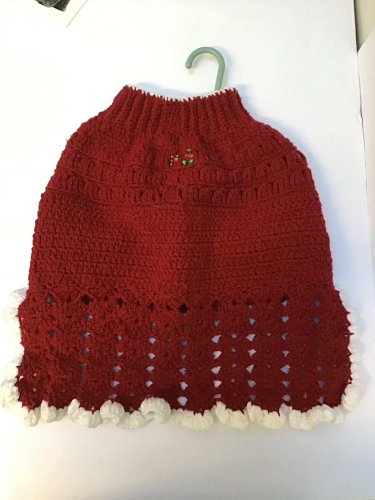 VESTIDO CROCHET NAVIDEÑO CON OLAN XL