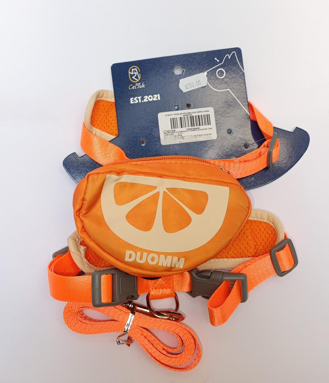 pechera con bolsita de naranja DUOMM