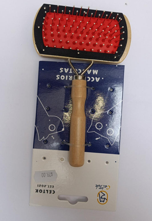 Cepillo de madera doble cerda. Cepillo para perro para pelo largo.