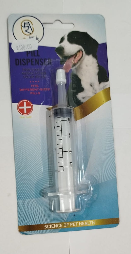 Jeringa pastillera para mascotas.