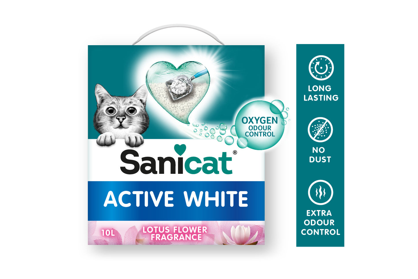 Arena para gato Sanicat clumping white olor mandarina vainilla 10L